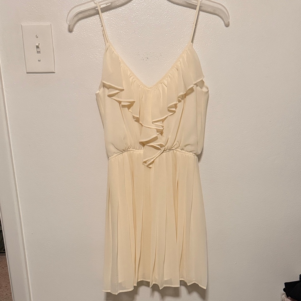 BCBGeneration Cream Ruffle Mini Dress
